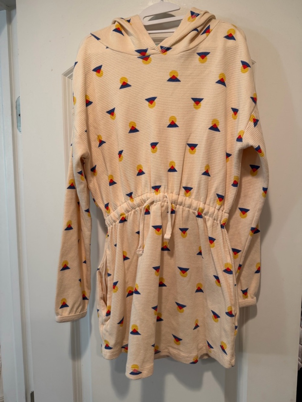 Hanna Andersson Cream Waffle Knit Hooded Tunic - Sz 8 — 041026